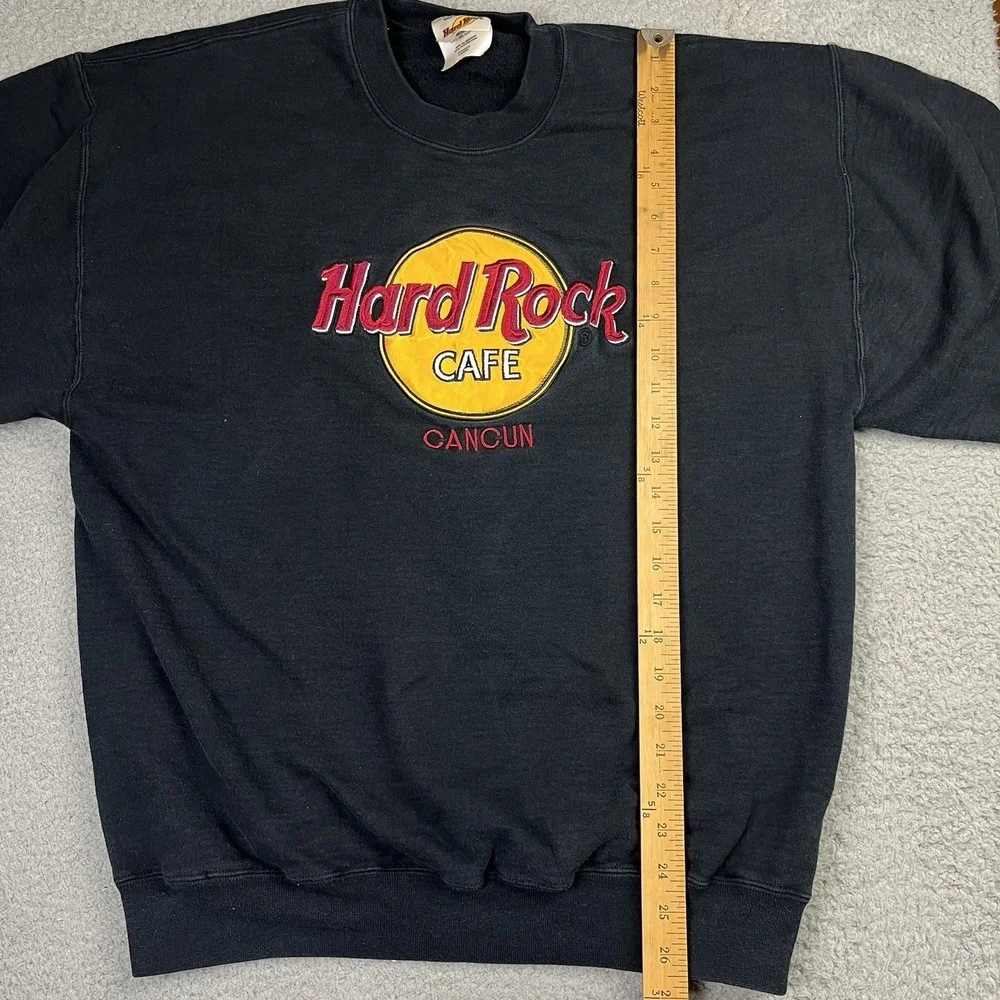 Vintage Hard Rock Cafe Cancun Black Crewneck Pullover Sweatshirt Sweater‎ Large